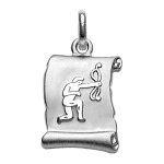 Pendentif en argent rhodi zodiaque parchemin simple sagittaire