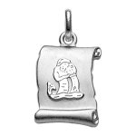 Pendentif en argent rhodi zodiaque parchemin simple verseau