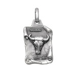 Pendentif en argent vieilli parchemin zodiaque taureau Pendentif en argent vieilli parchemin zodiaque taureau
