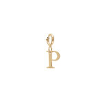 Pendentif charms en argent et dorure jaune initiale lettre p sur fermoir anneau ressort Pendentif charms en argent et dorure jaune initiale lettre p sur fermoir anneau ressort