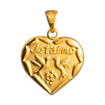 Pendentif coeur colombe   je t'aime   plaqu or