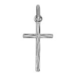Pendentif croix en argent rhodi avec gravure  aspect bois  petit modle