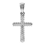 Pendentif croix en argent rhodi avec motifs en pis
