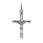 Pendentif croix en argent rhodi ouvrage avec jsus christ