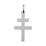 Pendentif croix de lorraine en argent rhodi plate et lisse