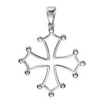 Pendentif croix occitane en argent rhodié évidée grand modèle Pendentif croix occitane en argent rhodié évidée grand modèle