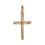 Pendentif croix en plaqu� or diamant�e - 20x14mm