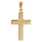 Pendentif croix en plaqué or large avec stries en travers Pendentif croix en plaqué or large avec stries en travers
