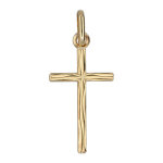 Pendentif croix en plaqu or petite gravure  aspect bois