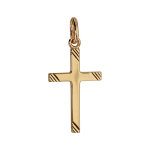 Pendentif croix en plaqu� or stri�e 20x12mm