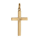 Pendentif croix en vermeil grand mod�le diamant� etoile 27mm