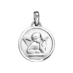 Pendentif mdaille en argent ange et le pourtour brillant
