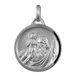 Pendentif mdaille en argent rhodi de saint - christophe en relief et bord brillant