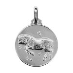 Pendentif mdaille en argent rhodi zodiaque blier
