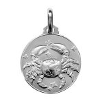 Pendentif mdaille en argent rhodi zodiaque cancer