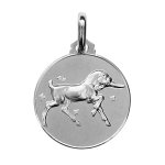 Pendentif mdaille en argent rhodi zodiaque capricorne