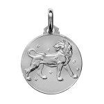 Pendentif mdaille en argent rhodi zodiaque lion
