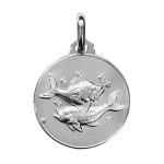 Pendentif mdaille en argent rhodi zodiaque poissons