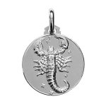 Pendentif mdaille en argent rhodi zodiaque scorpion