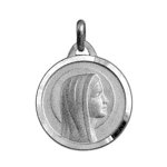 Pendentif mdaille en argent vierge marie en relief et bord brillant
