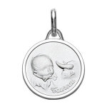 Pendentif médaille pour bébé en argent rhodié zodiaque taureau Pendentif médaille pour bébé en argent rhodié zodiaque taureau