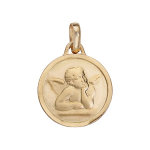 Pendentif mdaille en plaqu or avec ange et bord brillant