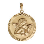 Pendentif mdaille en plaqu or avec ange pourtour diamant