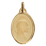 Pendentif mdaille en plaqu or ovale vierge marie