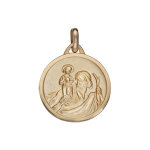 Pendentif mdaille en plaqu or de saint - christophe en relief et bord brillant