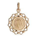 Pendentif médaille en plaqué or vierge avec contour dentelé Pendentif médaille en plaqué or vierge avec contour dentelé