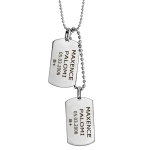 Pendentifs plaque g. i. en acier  graver - 2 plaques g. i. pans arrondis + 2 chanes boules - longueur ...