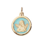Pendentif en plaqu or ange sur fond bleu ciel