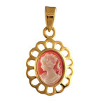Pendentif camée en plaqué or camée rose contour dentelle Pendentif camée en plaqué or camée rose contour dentelle