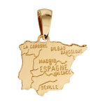 Pendentif en plaqu or carte d'espagne