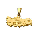 Pendentif en plaqu or carte de la turquie