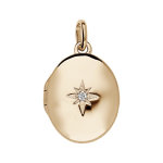 Pendentif en plaqu or cassolette ovale oxyde blanc serti petit modle