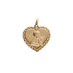 Pendentif plaqu or coeur contour diamant avec ange