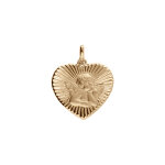 Pendentif plaqu or coeur diamant avec ange - 16x14mm