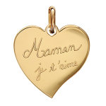Pendentif en plaqué or coeur gravé maman je t'aime Pendentif en plaqué or coeur gravé maman je t'aime