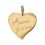 Pendentif en plaqu or coeur grav  mamie je t'aime
