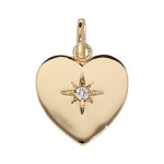 Pendentif plaqu or coeur lisse avec etoile oxyde blanc serti