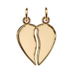 Pendentif en plaqu or coeur  partager en zig - zag