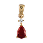 Collier en plaqu� or avec pendentif collection joaillerie goutte en oxyde rouge suspendue � 1 petit oxyde ...
