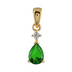 Collier en plaqu� or avec pendentif collection joaillerie goutte en oxyde verte suspendue � 1 petit oxyde ...