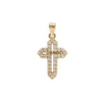 Pendentif en plaqu� or croix 15x10mm avec oxydes blancs sertis