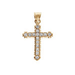 Pendentif en plaqu� or croix 17x12mm avec oxydes blancs sertis