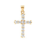 Pendentif en plaqu� or croix 20mm x 13mm avec oxydes blancs sertis
