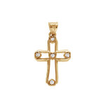 Pendentif en plaqué or croix 20x12mm ajourée avec oxydes blancs Pendentif en plaqué or croix 20x12mm ajourée avec oxydes blancs