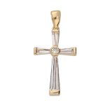 Pendentif en plaqué or croix 4 baguettes profilés oxydes blancs sertis Pendentif en plaqué or croix 4 baguettes profilés oxydes blancs sertis