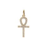 Pendentif en plaqu or croix arrondi avec oxydes blancs 18 x 15mm